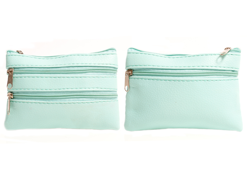 (image for) 1506 Grained PU Purse with 4 Zips & Keyring MINT